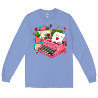 Colony Blue pink typewriter and letters Long Sleeve Tee - AdoDesignShop
