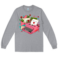 Heather Grey pink typewriter and letters Long Sleeve Tee - AdoDesignShop