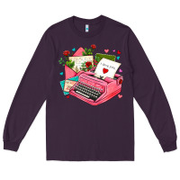 Plum pink typewriter and letters Long Sleeve Tee - AdoDesignShop