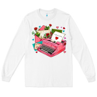 White pink typewriter and letters Long Sleeve Tee - AdoDesignShop