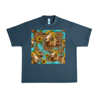 Midnight Navy goat sunflowers seamless pattern Urban Heavy Tee - HRA Design Shop