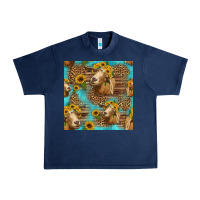 Navy goat sunflowers seamless pattern Urban Heavy Tee - HRA Design Shop