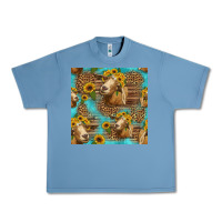 Pebble Blue goat sunflowers seamless pattern Urban Heavy Tee - HRA Design Shop