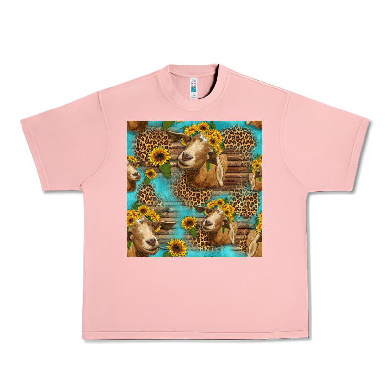 Goat Sunflowers Seamless Pattern Urban Heavy Tee by HRA Design Shop | Teevron