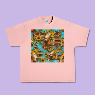 Goat Sunflowers Seamless Pattern Urban Heavy Tee Designed By Hra Design Shop