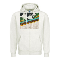 Oatmeal Heather cowhide sunflowers cactus Zipper Hoodie - Jasminsmagicworld
