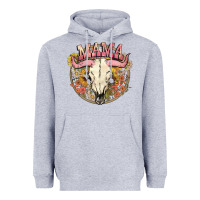 Heather Grey bullskull mama Heavyweight Hoodie - NancyCooperArtShop