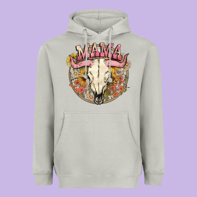 Bullskull Mama Heavyweight Hoodie Designed By Nancycooperartshop