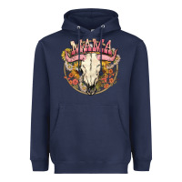 Navy bullskull mama Heavyweight Hoodie - NancyCooperArtShop