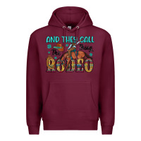 Burgundy and they call the thing rodeo Premium Hoodie - Artiststas