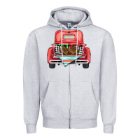 Heather Grey Christmas truck Zipper Hoodie - BarkalooDesign