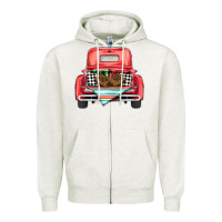 Oatmeal Heather Christmas truck Zipper Hoodie - BarkalooDesign