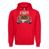 Red Christmas truck Zipper Hoodie - BarkalooDesign