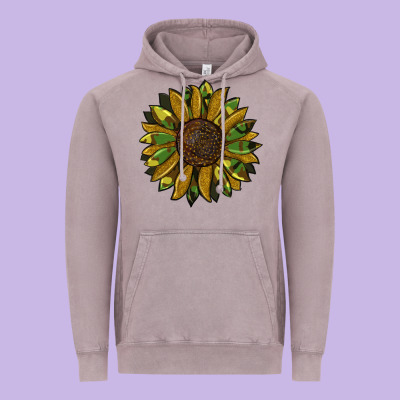 Camouflage Flitter Sunflowers Vintage Hoodie Designed By Ranaportraitstore