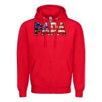 Red American Papa Zipper Hoodie - LillyAllenDesigns