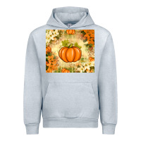 Heather Grey Fall Pumpkins with Flowers Urban Hoodie - texasbilliewilder