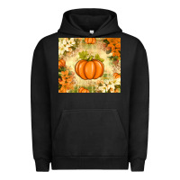 Pigment Black Fall Pumpkins with Flowers Urban Hoodie - texasbilliewilder