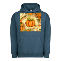 Pigment Midnight Navy Fall Pumpkins with Flowers Urban Hoodie - texasbilliewilder
