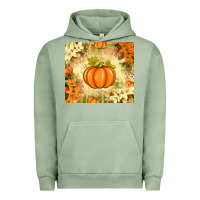 Pigment Oil Green Fall Pumpkins with Flowers Urban Hoodie - texasbilliewilder