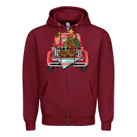 Burgundy Christmas truck Zipper Hoodie - BarkalooDesign