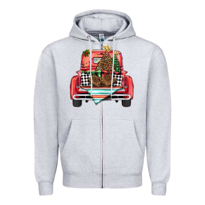 Christmas Truck Zipper Hoodie by BarkalooDesign | Teevron