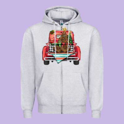 Christmas Truck Zipper Hoodie Designed By Barkaloodesign