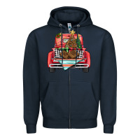 Navy Christmas truck Zipper Hoodie - BarkalooDesign