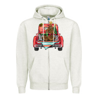 Oatmeal Heather Christmas truck Zipper Hoodie - BarkalooDesign