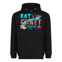 Black eat sleep craft repeat Heavyweight Hoodie - NancyCooperArtShop