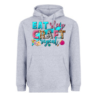 Heather Grey eat sleep craft repeat Heavyweight Hoodie - NancyCooperArtShop