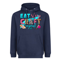 Navy eat sleep craft repeat Heavyweight Hoodie - NancyCooperArtShop