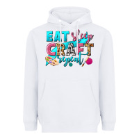 White eat sleep craft repeat Heavyweight Hoodie - NancyCooperArtShop