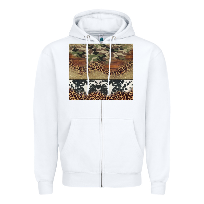 Cowhide Leopard Camouflage Zipper Hoodie by Jasminsmagicworld | Teevron