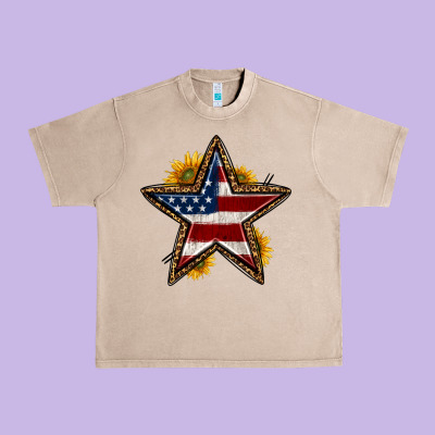 Western 4th Of July Star Urban Heavy Tee Designed By Hra Design Shop