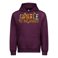 Mauve Wine Gobble Til You Wobble with Turkey Urban Hoodie - texasbilliewilder