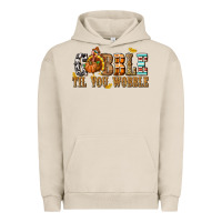 Pigment French Oak Gobble Til You Wobble with Turkey Urban Hoodie - texasbilliewilder