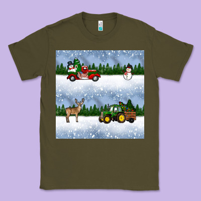 Christmas Snow Truck Seamless Pattern Classic Tee Designed By Bundleandbundleshop