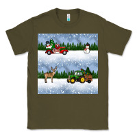 Army Green christmas snow truck seamless pattern Classic Tee - BundleAndBundleShop