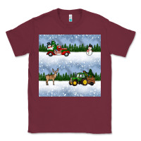 Burgundy christmas snow truck seamless pattern Classic Tee - BundleAndBundleShop
