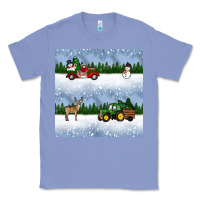Colony Blue christmas snow truck seamless pattern Classic Tee - BundleAndBundleShop