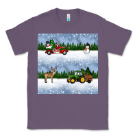 Lavender christmas snow truck seamless pattern Classic Tee - BundleAndBundleShop