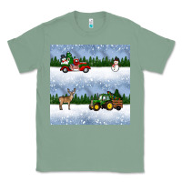 Sage christmas snow truck seamless pattern Classic Tee - BundleAndBundleShop