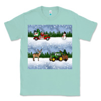 Seafoam christmas snow truck seamless pattern Classic Tee - BundleAndBundleShop