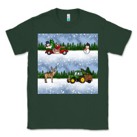 Sports Green christmas snow truck seamless pattern Classic Tee - BundleAndBundleShop