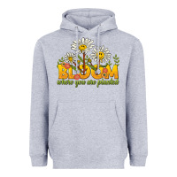 Heather Grey bloom where you are planted Heavyweight Hoodie - NancyCooperArtShop
