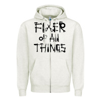 Oatmeal Heather Fixer Of All Things Zipper Hoodie - LillyAllenDesigns
