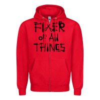 Red Fixer Of All Things Zipper Hoodie - LillyAllenDesigns