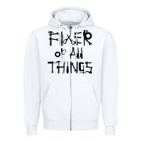 White Fixer Of All Things Zipper Hoodie - LillyAllenDesigns
