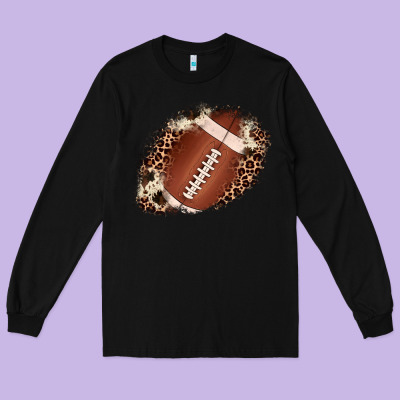 Football Cowhide Leopard Patch Long Sleeve Tee Designed By Jahusdesignshop