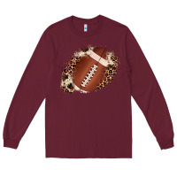 Burgundy football cowhide leopard patch Long Sleeve Tee - JahusDesignShop